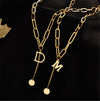 Double Necklace Retro Thick Chain Letter Banquet Women Necklace-Necklaces-Arimonz-Arimonz