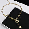Double Necklace Retro Thick Chain Letter Banquet Women Necklace-Necklaces-Arimonz-Gold D-Arimonz