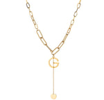 Double Necklace Retro Thick Chain Letter Banquet Women Necklace-Necklaces-Arimonz-Gold G-Arimonz