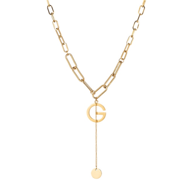 Double Necklace Retro Thick Chain Letter Banquet Women Necklace-Necklaces-Arimonz-Gold G-Arimonz