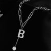 Double Necklace Retro Thick Chain Letter Banquet Women Necklace-Necklaces-Arimonz-Silver B-Arimonz