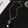 Double Necklace Retro Thick Chain Letter Banquet Women Necklace-Necklaces-Arimonz-Silver G-Arimonz