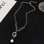 Double Necklace Retro Thick Chain Letter Banquet Women Necklace-Necklaces-Arimonz-Silver G-Arimonz