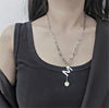Double Necklace Retro Thick Chain Letter Banquet Women Necklace-Necklaces-Arimonz-Silver M-Arimonz