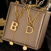 Double Necklace Retro Thick Chain Letter Banquet Women Necklace-Necklaces-Arimonz-Arimonz
