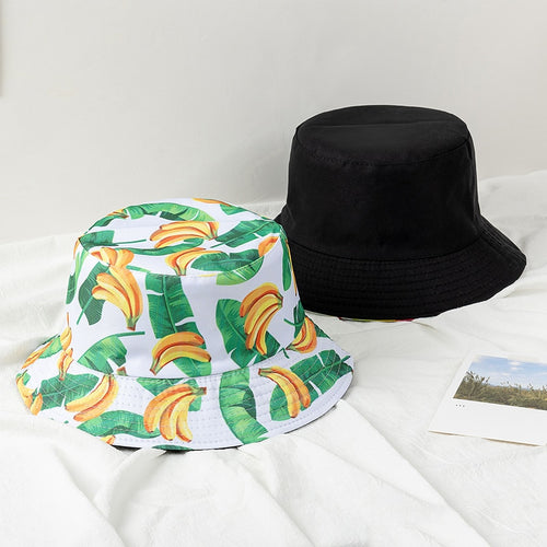 Double-sided Wear Fruit Printing Women Cap Outdoor Sun Hat Bucket Hat-Bucket Hats-Arimonz-Arimonz