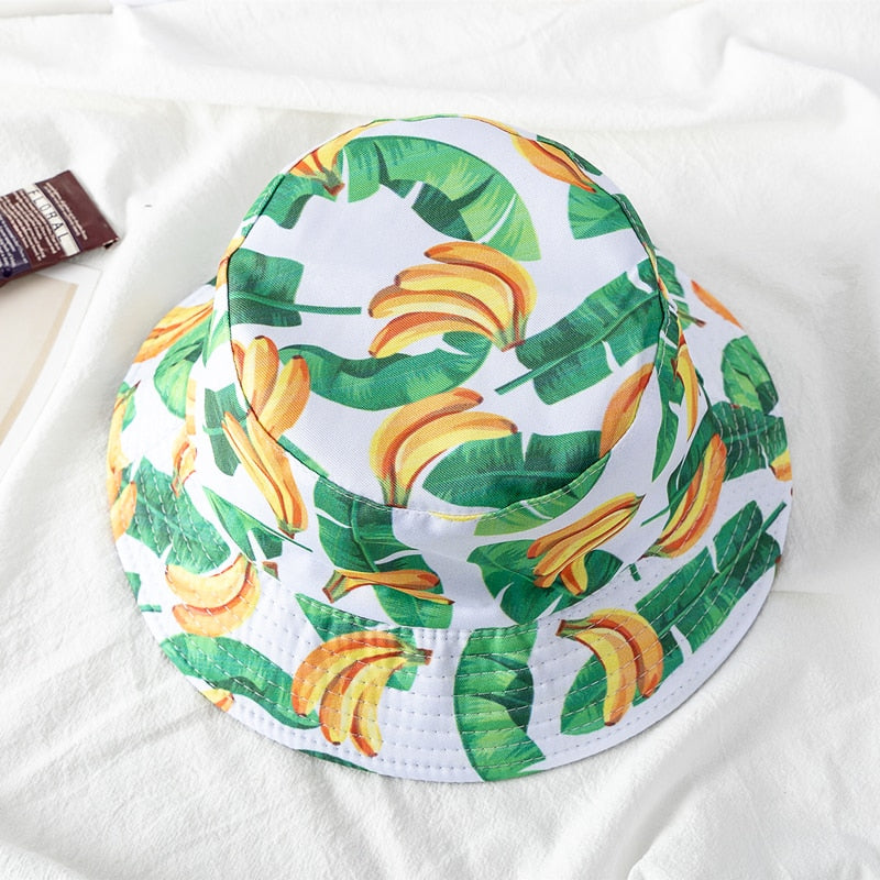 Double-sided Wear Fruit Printing Women Cap Outdoor Sun Hat Bucket Hat-Bucket Hats-Arimonz-Arimonz