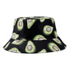 Double-sided Wear Fruit Printing Women Cap Outdoor Sun Hat Bucket Hat-Bucket Hats-Arimonz-Avocado Black-Arimonz