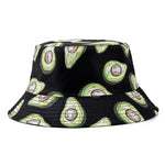 Double-sided Wear Fruit Printing Women Cap Outdoor Sun Hat Bucket Hat-Bucket Hats-Arimonz-Avocado Black-Arimonz