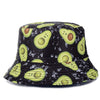 Double-sided Wear Fruit Printing Women Cap Outdoor Sun Hat Bucket Hat-Bucket Hats-Arimonz-Avocado Black A-Arimonz
