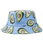 Double-sided Wear Fruit Printing Women Cap Outdoor Sun Hat Bucket Hat-Bucket Hats-Arimonz-Avocado Blue-Arimonz