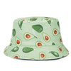 Double-sided Wear Fruit Printing Women Cap Outdoor Sun Hat Bucket Hat-Bucket Hats-Arimonz-Avocado Green-Arimonz