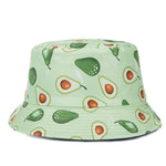Double-sided Wear Fruit Printing Women Cap Outdoor Sun Hat Bucket Hat-Bucket Hats-Arimonz-Avocado Green-Arimonz