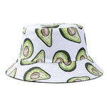 Double-sided Wear Fruit Printing Women Cap Outdoor Sun Hat Bucket Hat-Bucket Hats-Arimonz-Avocado White-Arimonz