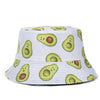 Double-sided Wear Fruit Printing Women Cap Outdoor Sun Hat Bucket Hat-Bucket Hats-Arimonz-Avocado White A-Arimonz