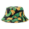 Double-sided Wear Fruit Printing Women Cap Outdoor Sun Hat Bucket Hat-Bucket Hats-Arimonz-Banana Black-Arimonz