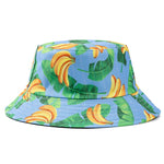 Double-sided Wear Fruit Printing Women Cap Outdoor Sun Hat Bucket Hat-Bucket Hats-Arimonz-Banana Blue-Arimonz