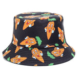 Double-sided Wear Fruit Printing Women Cap Outdoor Sun Hat Bucket Hat-Bucket Hats-Arimonz-Carrots Black-Arimonz