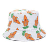 Double-sided Wear Fruit Printing Women Cap Outdoor Sun Hat Bucket Hat-Bucket Hats-Arimonz-Carrots White-Arimonz