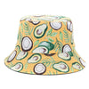 Double-sided Wear Fruit Printing Women Cap Outdoor Sun Hat Bucket Hat-Bucket Hats-Arimonz-Coconut Yellow-Arimonz
