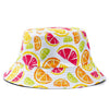 Double-sided Wear Fruit Printing Women Cap Outdoor Sun Hat Bucket Hat-Bucket Hats-Arimonz-Grapefruit White-Arimonz