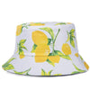 Double-sided Wear Fruit Printing Women Cap Outdoor Sun Hat Bucket Hat-Bucket Hats-Arimonz-Lemon White-Arimonz