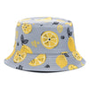 Double-sided Wear Fruit Printing Women Cap Outdoor Sun Hat Bucket Hat-Bucket Hats-Arimonz-Line Lemon Grey-Arimonz
