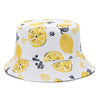 Double-sided Wear Fruit Printing Women Cap Outdoor Sun Hat Bucket Hat-Bucket Hats-Arimonz-Line Lemon White-Arimonz