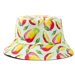 Double-sided Wear Fruit Printing Women Cap Outdoor Sun Hat Bucket Hat-Bucket Hats-Arimonz-Mango Green-Arimonz