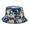 Double-sided Wear Fruit Printing Women Cap Outdoor Sun Hat Bucket Hat-Bucket Hats-Arimonz-Oranges Navy Blue-Arimonz