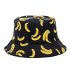 Double-sided Wear Fruit Printing Women Cap Outdoor Sun Hat Bucket Hat-Bucket Hats-Arimonz-SM Banana Black-Arimonz