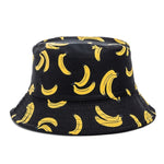 Double-sided Wear Fruit Printing Women Cap Outdoor Sun Hat Bucket Hat-Bucket Hats-Arimonz-SM Banana Black-Arimonz