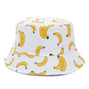Double-sided Wear Fruit Printing Women Cap Outdoor Sun Hat Bucket Hat-Bucket Hats-Arimonz-SM Banana White-Arimonz