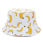 Double-sided Wear Fruit Printing Women Cap Outdoor Sun Hat Bucket Hat-Bucket Hats-Arimonz-SM Banana White-Arimonz