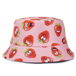Double-sided Wear Fruit Printing Women Cap Outdoor Sun Hat Bucket Hat-Bucket Hats-Arimonz-Strawberry Pink-Arimonz