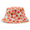 Double-sided Wear Fruit Printing Women Cap Outdoor Sun Hat Bucket Hat-Bucket Hats-Arimonz-Strawberry White-Arimonz
