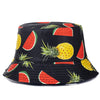 Double-sided Wear Fruit Printing Women Cap Outdoor Sun Hat Bucket Hat-Bucket Hats-Arimonz-Watermelon Black-Arimonz