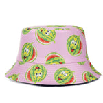 Double-sided Wear Fruit Printing Women Cap Outdoor Sun Hat Bucket Hat-Bucket Hats-Arimonz-Watermelon Pink-Arimonz