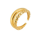 Double Tidal Twist Adjustable Ring Adjustable Round Rings Women-Rings-Arimonz-Gold-Arimonz