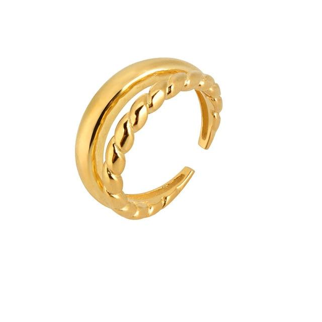 Double Tidal Twist Adjustable Ring Adjustable Round Rings Women-Rings-Arimonz-Gold-Arimonz