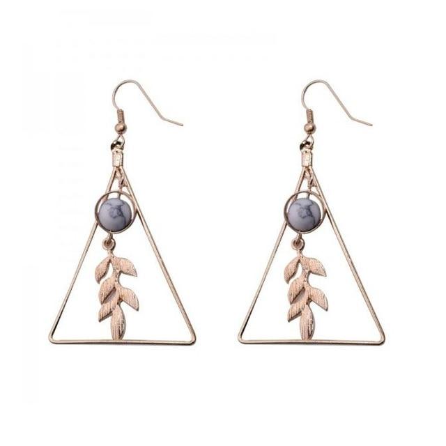 Earrings - Hollow Out Triangle Earrings For Woman Leaf Earrings Fashionable Jewelry