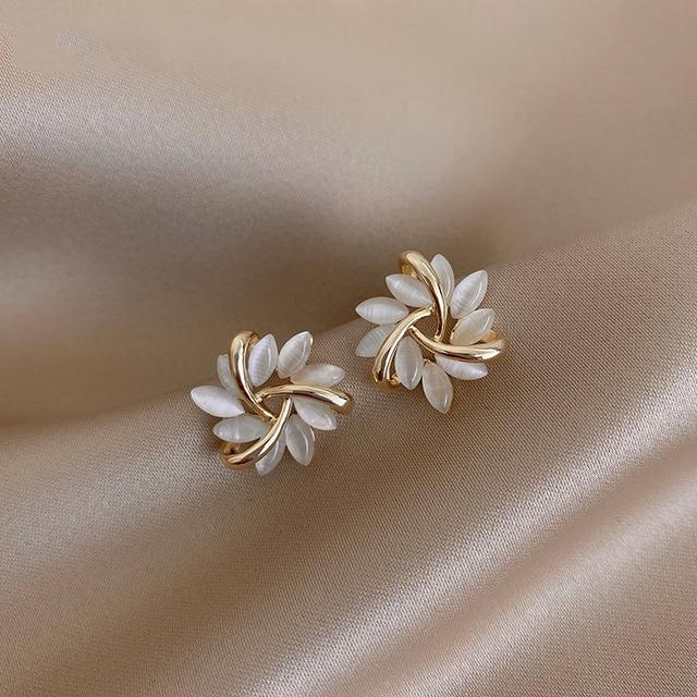 Earrings - Petal Circle Stud Earrings For Women Elegant And Exquisite Opal Earrings
