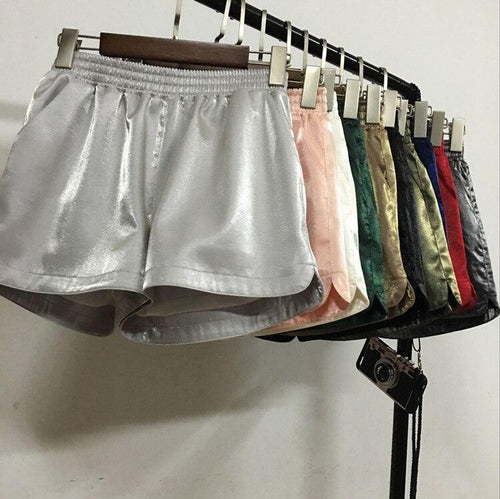 Elastic High Waist Shorts Women Casual Streetwear Bright Mini Shorts-Shorts-Arimonz-Arimonz