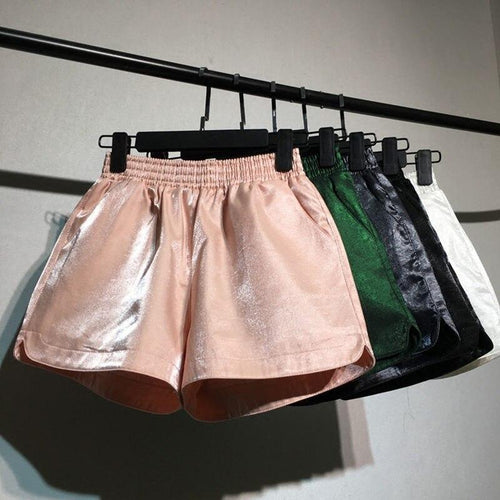 Elastic High Waist Shorts Women Casual Streetwear Bright Mini Shorts-Shorts-Arimonz-Arimonz
