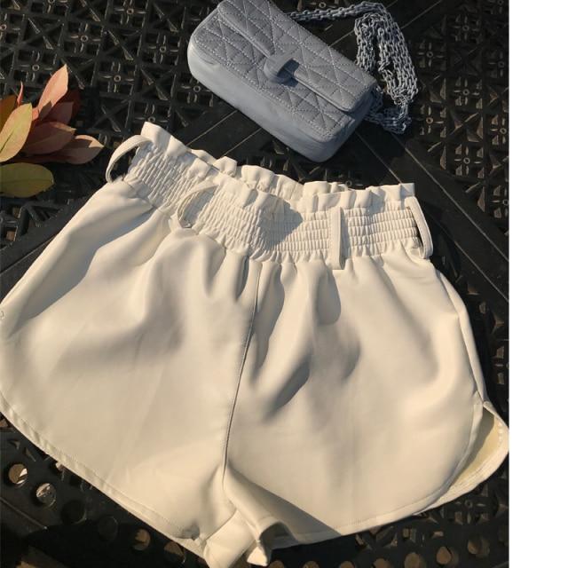 Elastic High Waist Shorts Women Loose Runner Shorts Summer Shorts-Shorts-Arimonz-White-S-Arimonz