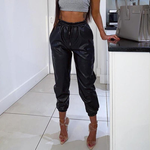 Elastic Leather Pants-Pants-Arimonz-Black-S-Arimonz