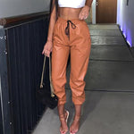 Elastic Leather Pants-Pants-Arimonz-Brown-S-Arimonz