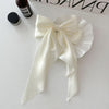 Elegant Bow Ribbon Hair Clip Simple Solid Satin Spring Clip Hair-Hair Accessories-Arimonz-Arimonz