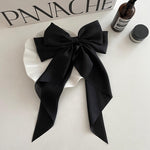 Elegant Bow Ribbon Hair Clip Simple Solid Satin Spring Clip Hair-Hair Accessories-Arimonz-black-Arimonz