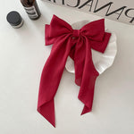 Elegant Bow Ribbon Hair Clip Simple Solid Satin Spring Clip Hair-Hair Accessories-Arimonz-red-Arimonz